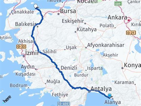 türkler alanya arası kaç km